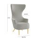 Julia Grey Velvet Channel Tufted Wingback Chair by TOV