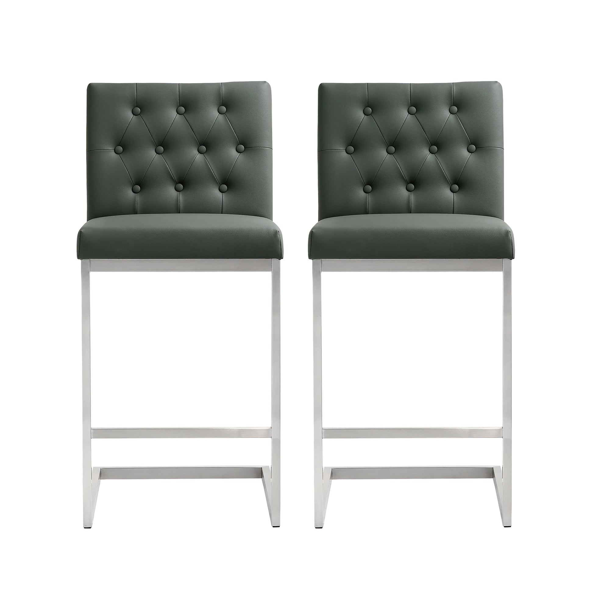 Helsinki Grey Stainless Steel Counter Stool Set Of 2 by TOV