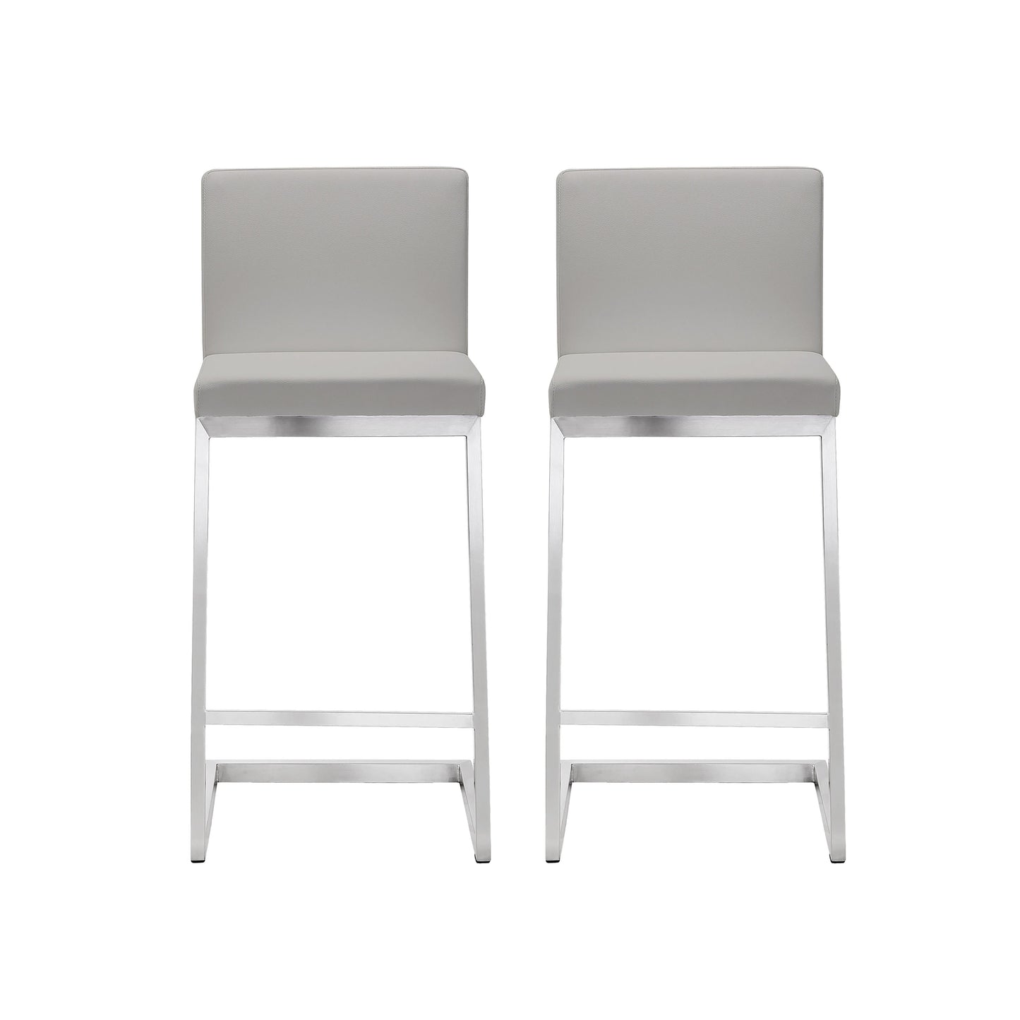 Parma Light Grey Stainless Steel Counter Stool Set Of 2 by TOV