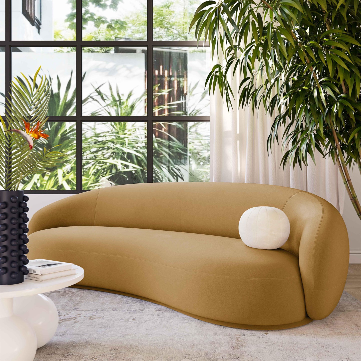 Kendall Cognac Velvet Sofa by TOV