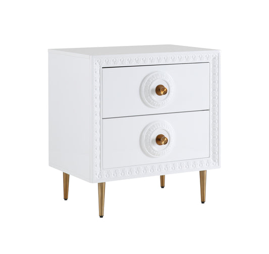 Bovey White Lacquer Side Table by TOV