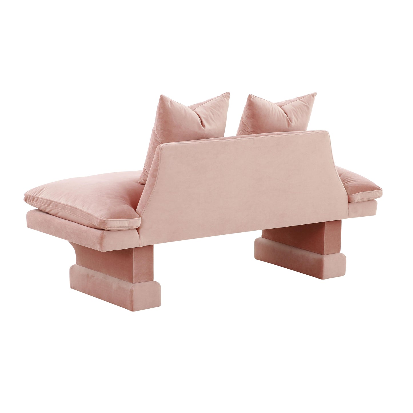 Hyde Salmon Pink Velvet Pedestal Sofa by TOV