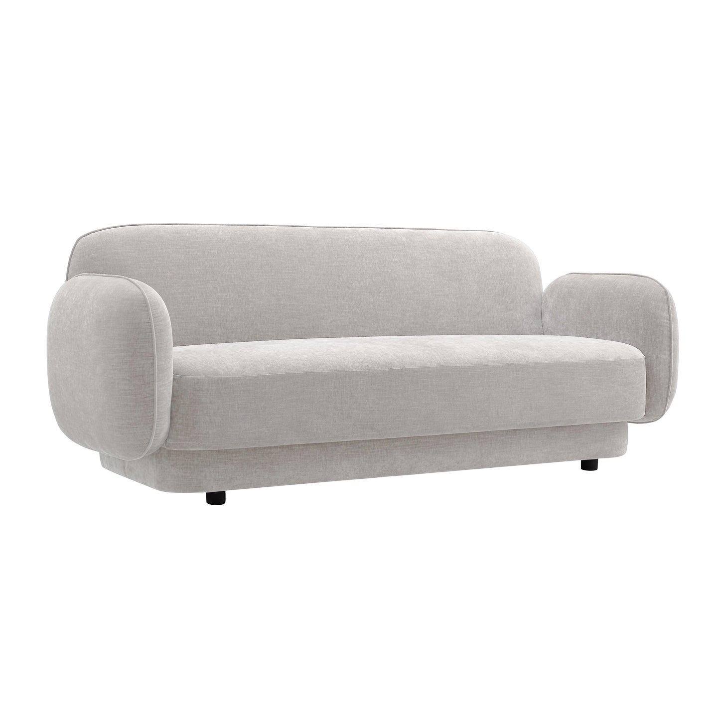 Kandor Stone Grey Textured Velvet Sofa by TOV