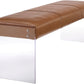 Envy Brown Leather Acrylic Bench by TOV
