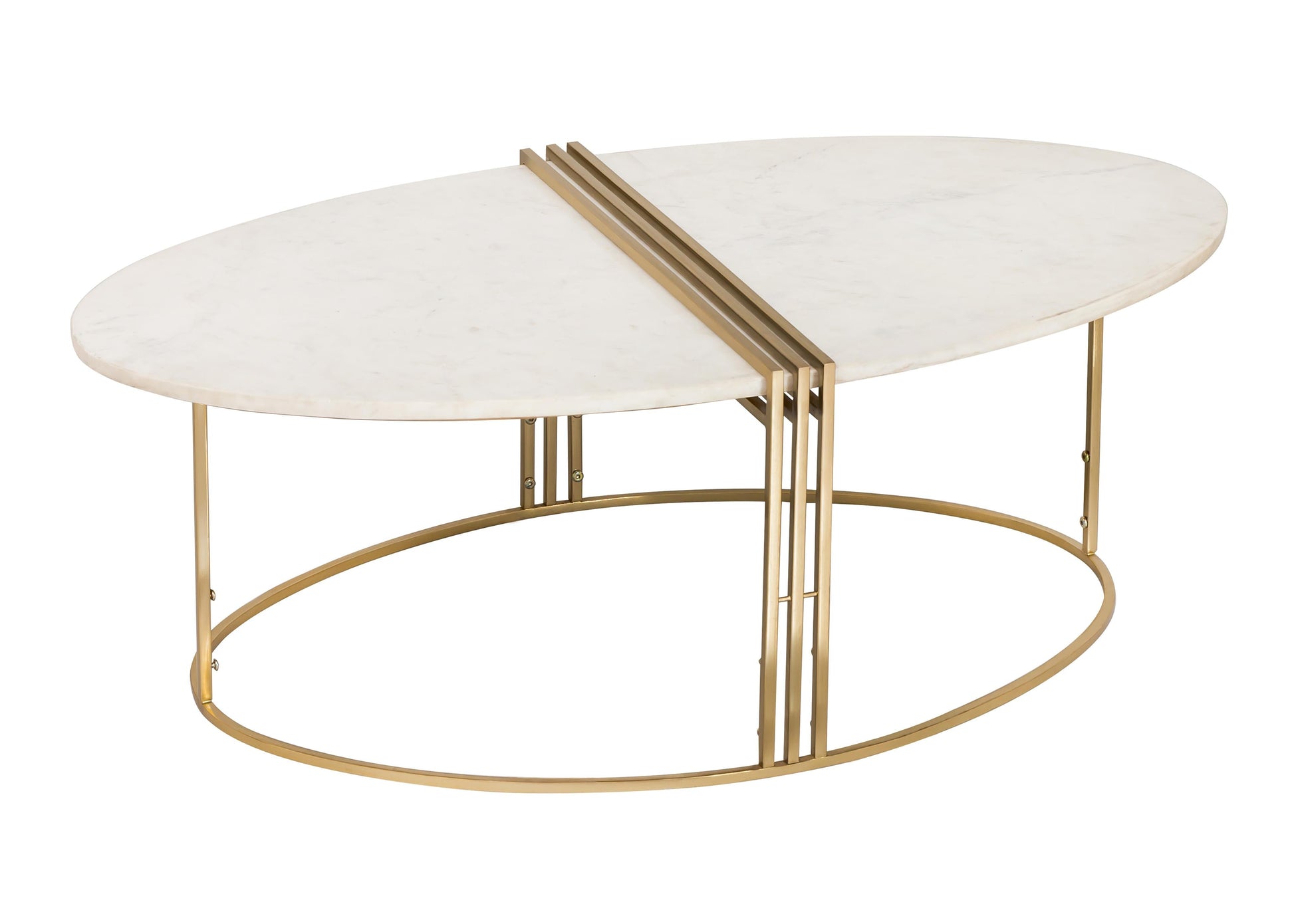 Caleb Oval White Marble Coffee Table by TOV