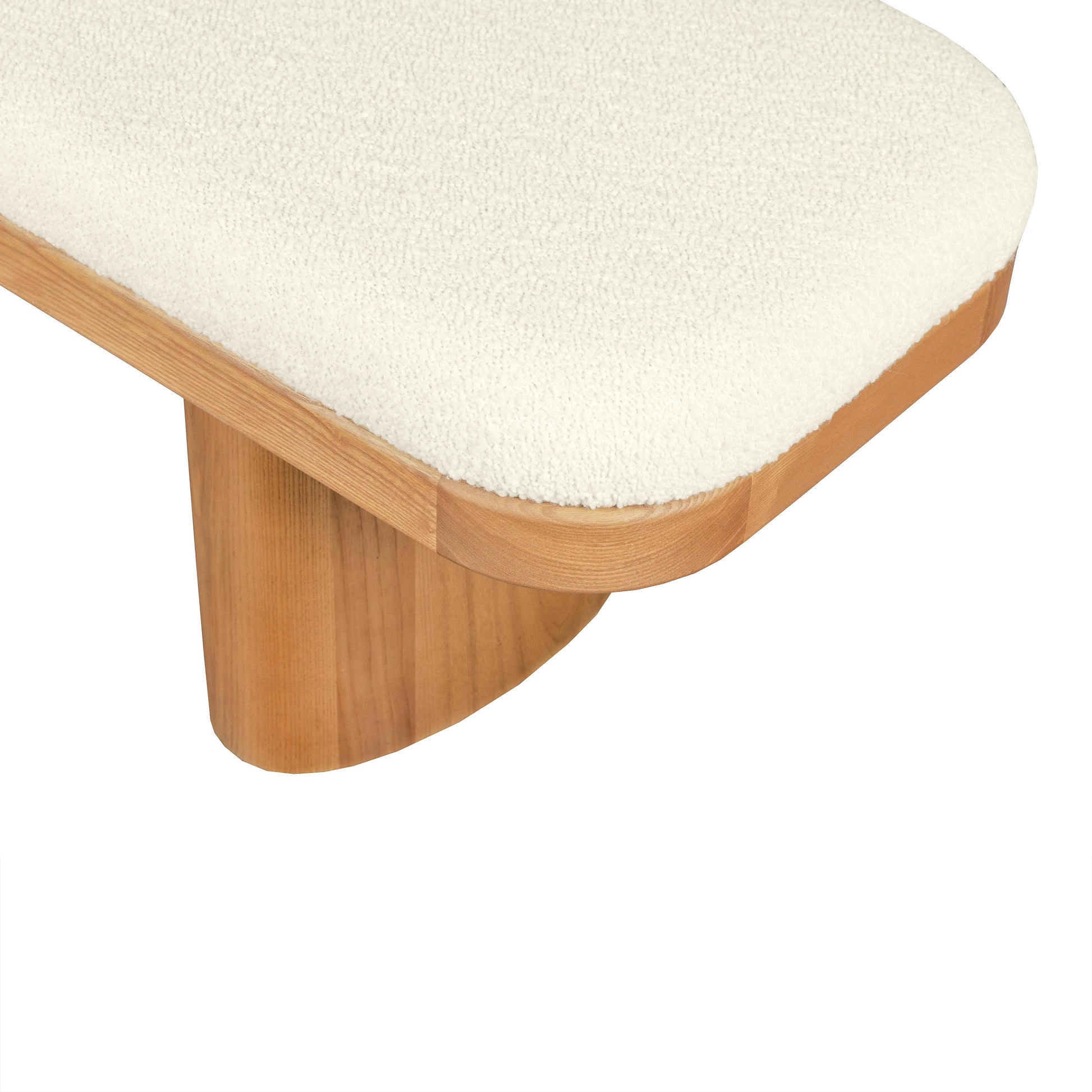 Ollie White Boucle Wooden Bench by TOV