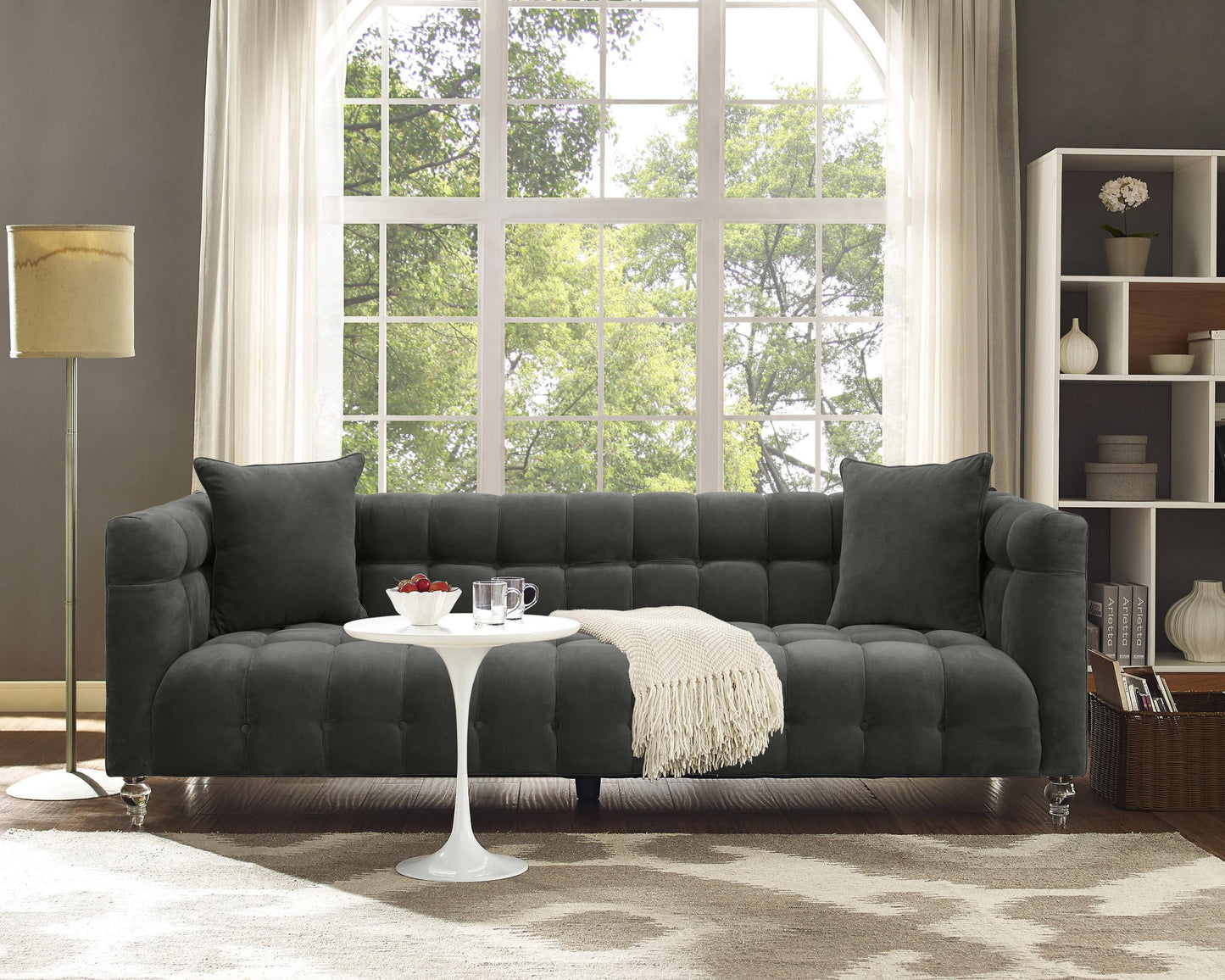 Bea Grey Velvet Sofa by TOV
