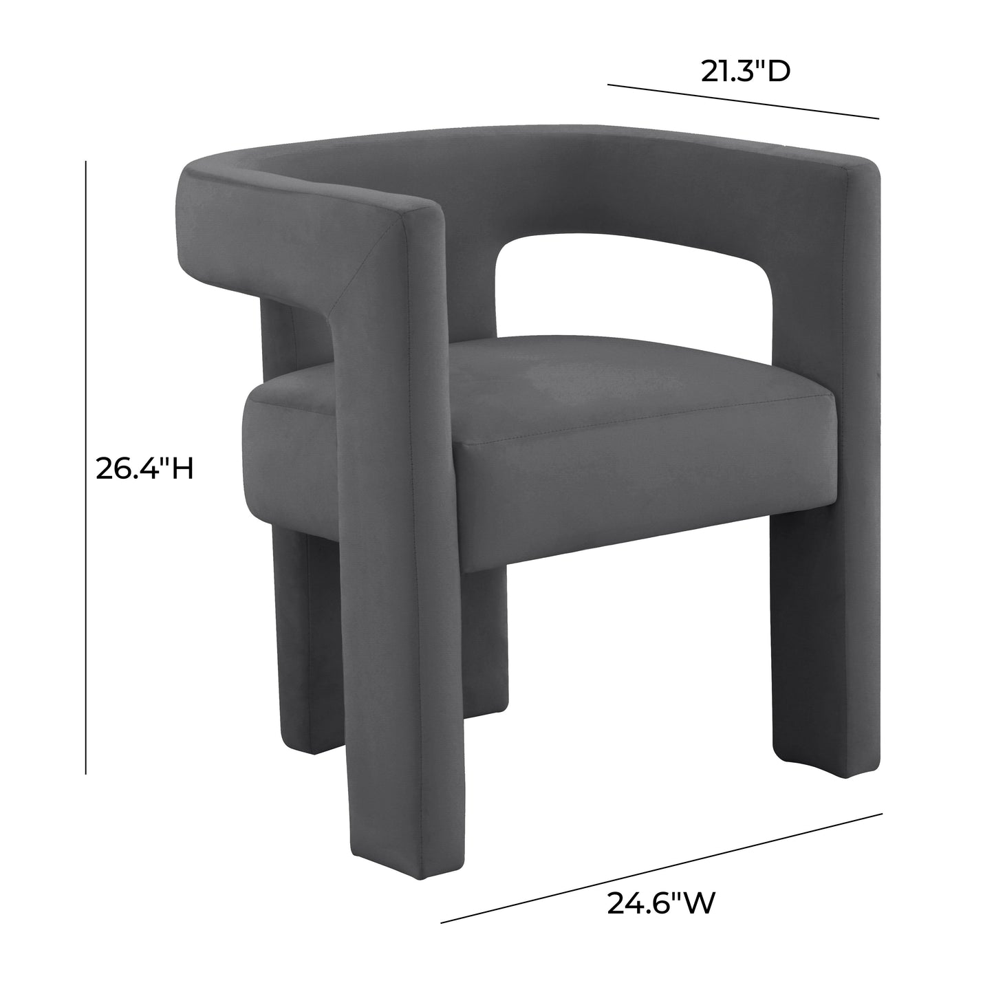 Sloane Dark Grey Velvet Chair by TOV