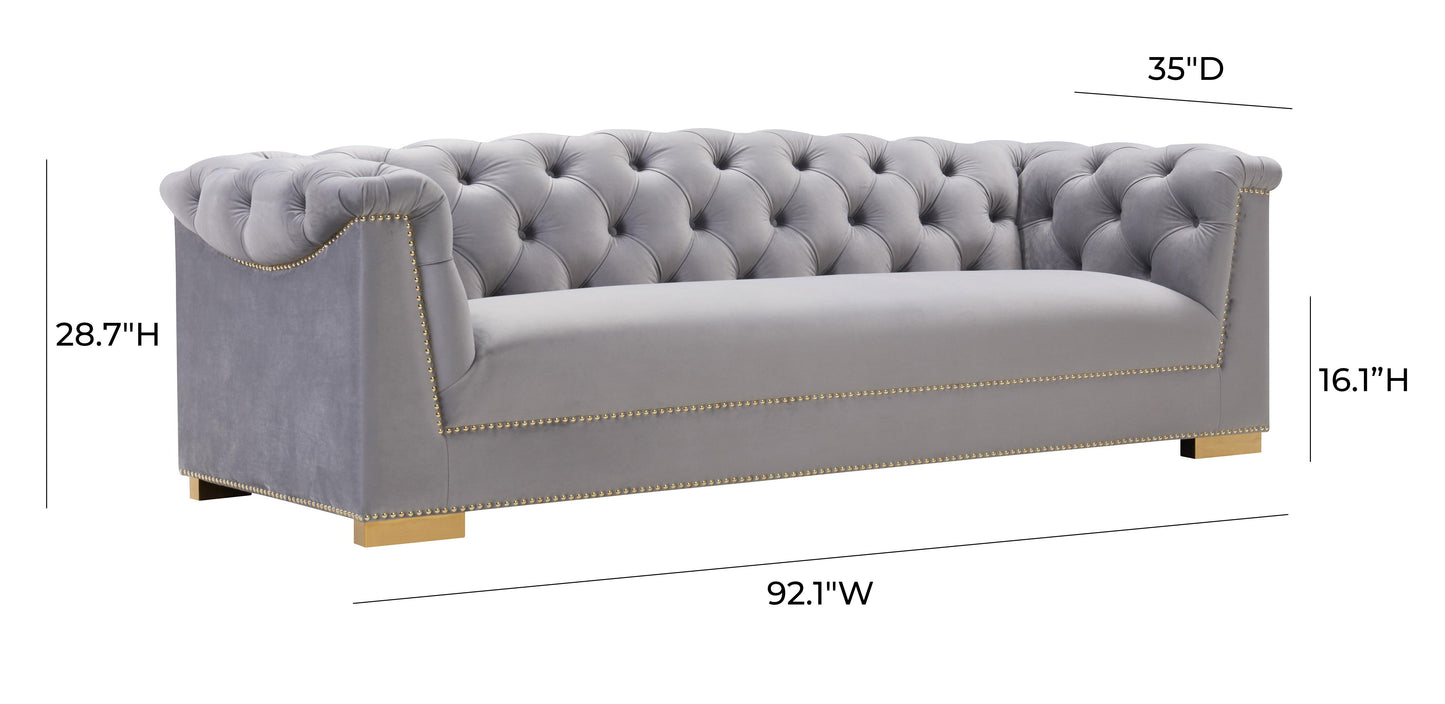 Farah Grey Velvet Sofa by TOV