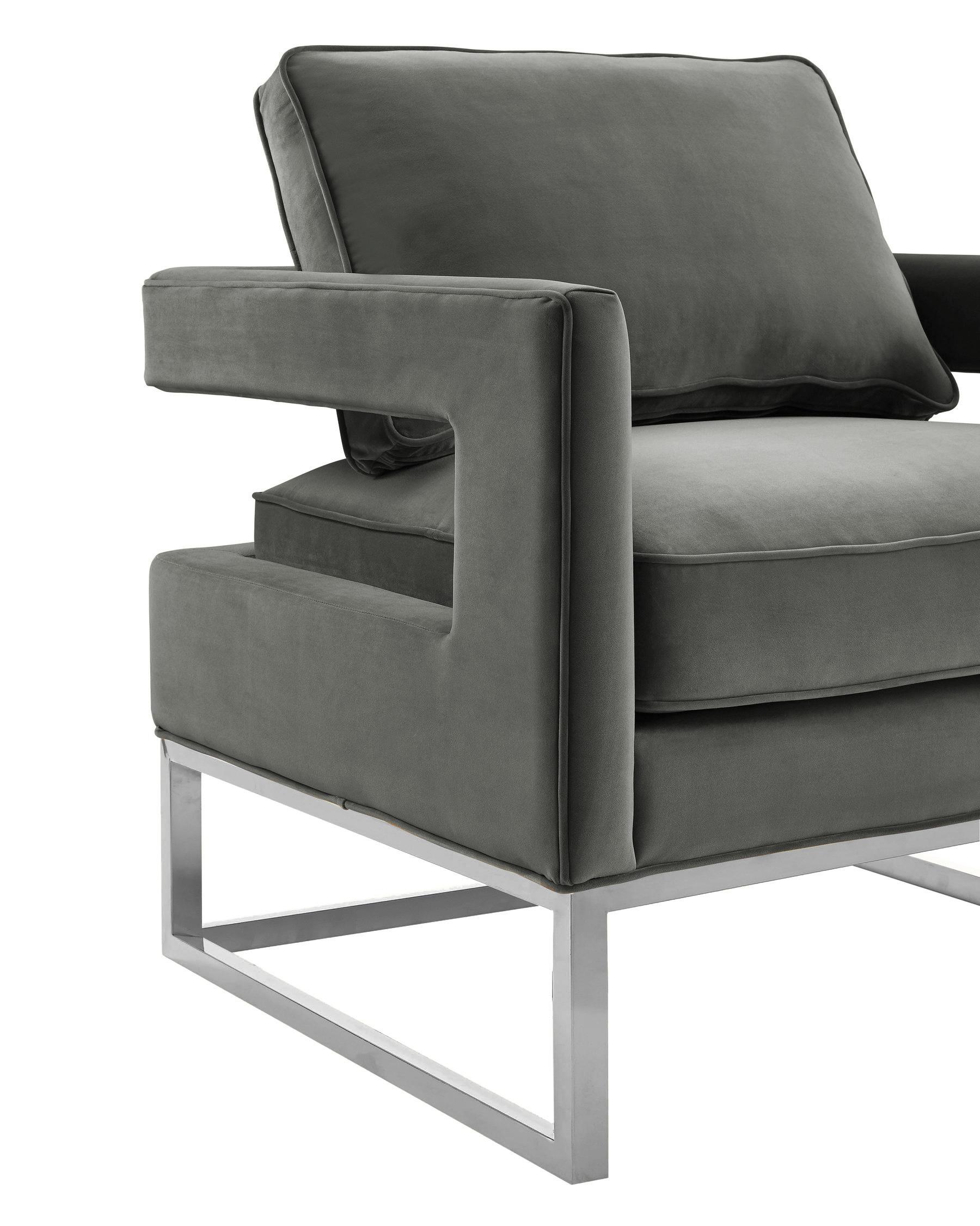 Avery Grey Velvet Chair Silver Frame by TOV