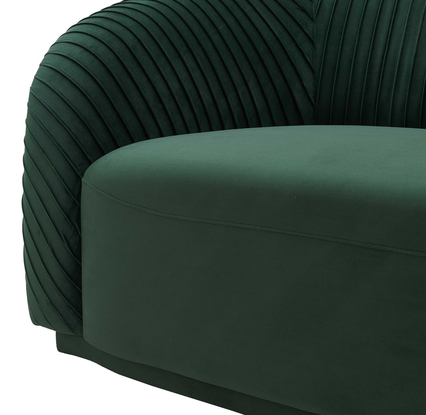 Yara Pleated Forest Green Velvet Sofa by TOV