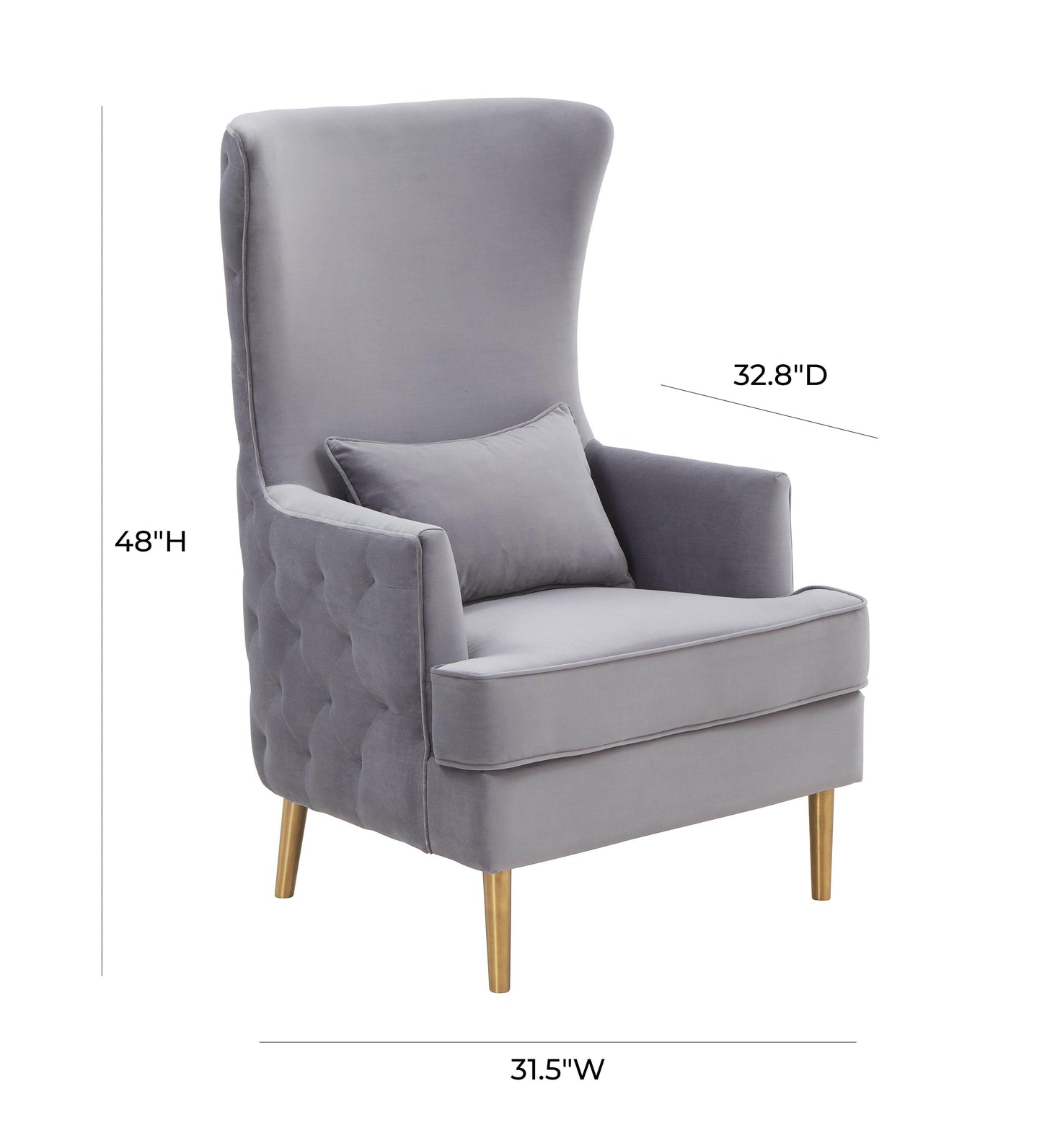 Alina Grey Tall Tufted Back Chair by TOV