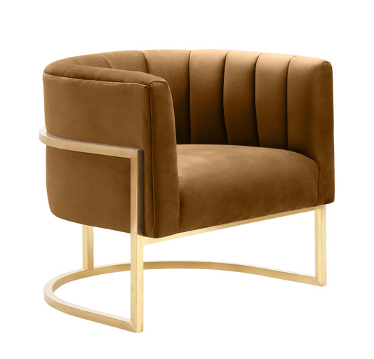 Magnolia Cognac Velvet Chair by TOV