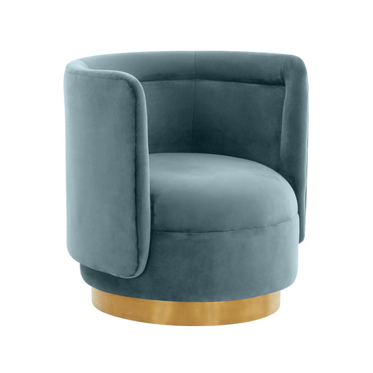 Remy Bluestone Velvet Swivel Chair by TOV
