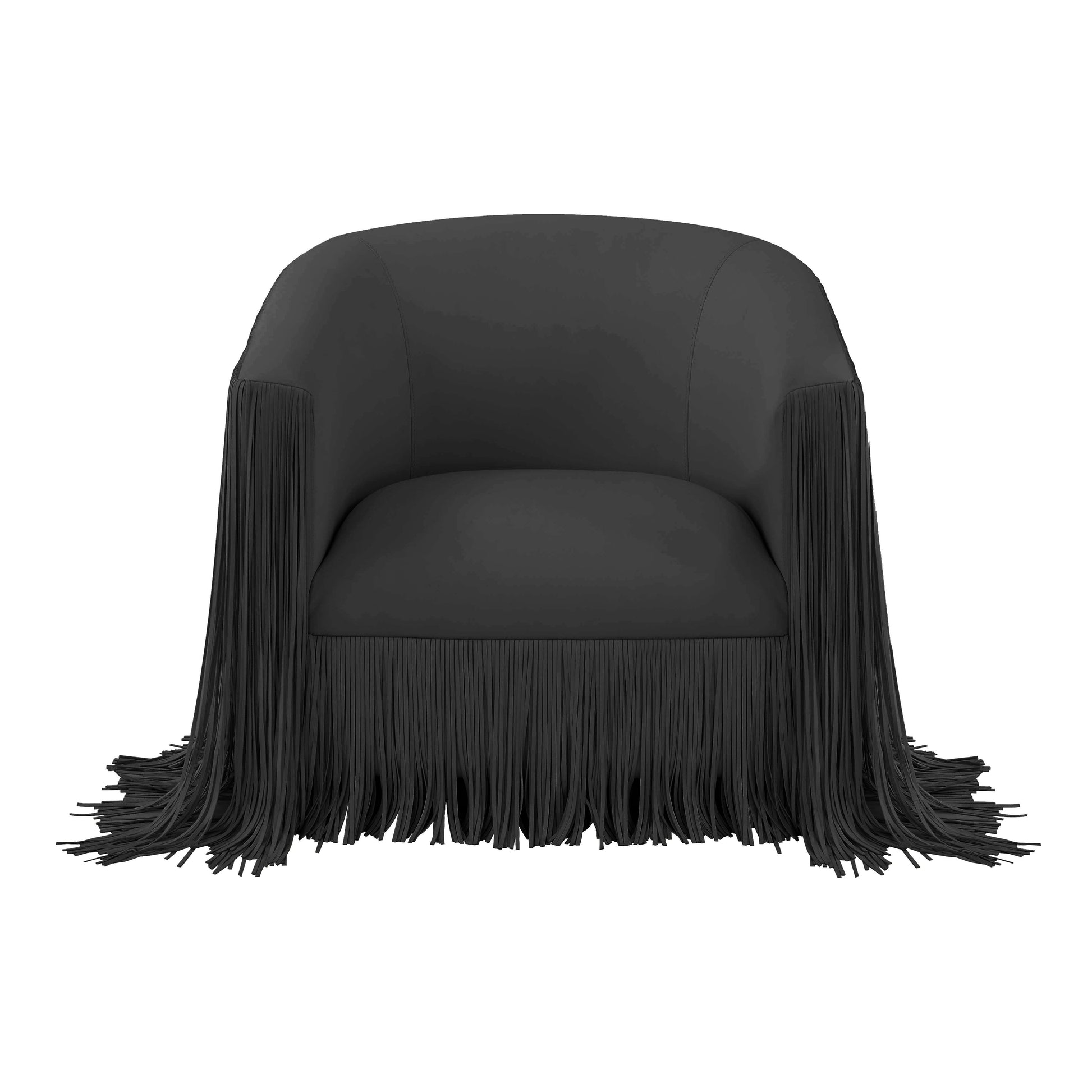Shag Me Black Vegan Leather Swivel Chair by TOV