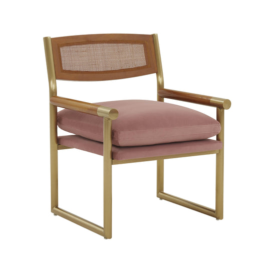 Harlow Rattan Mauve Velvet Chair by TOV