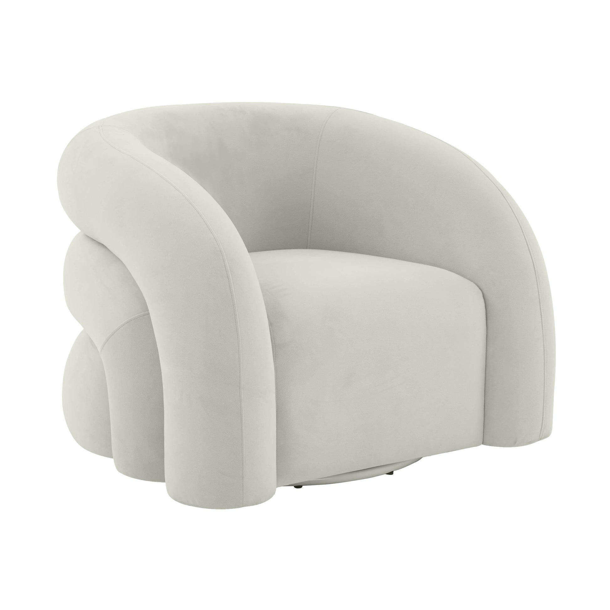 Slipper Light Grey Velvet Swivel Chair by TOV