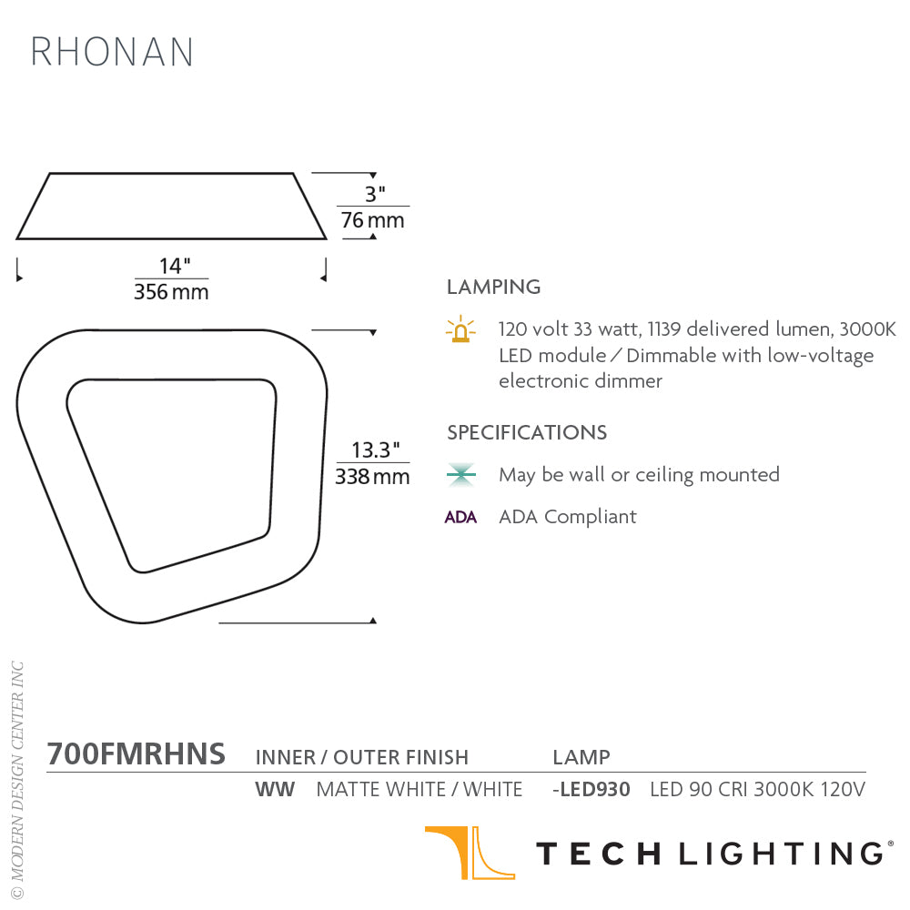 Tech Lighting Rhonan LED Flush Mount Ceiling by Visual Comfort