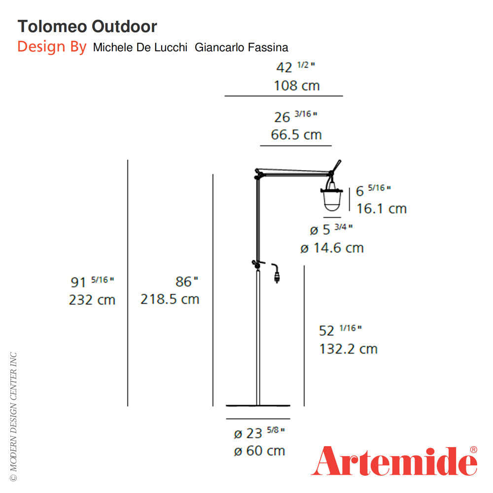 Artemide Tolomeo Lantern Outdoor Floor Lamp Tou0110