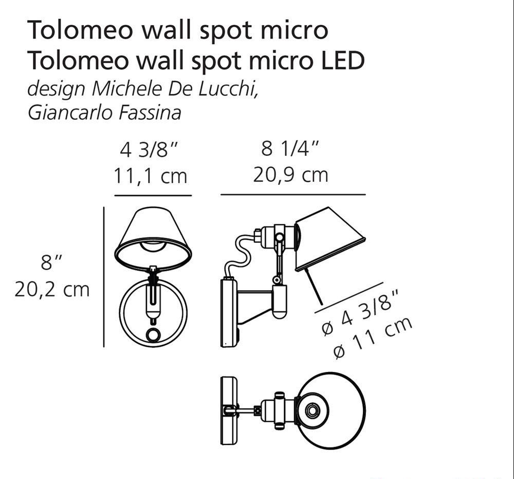 Artemide Tolomeo Micro LED Bedside Wall Spot Lamp A043608