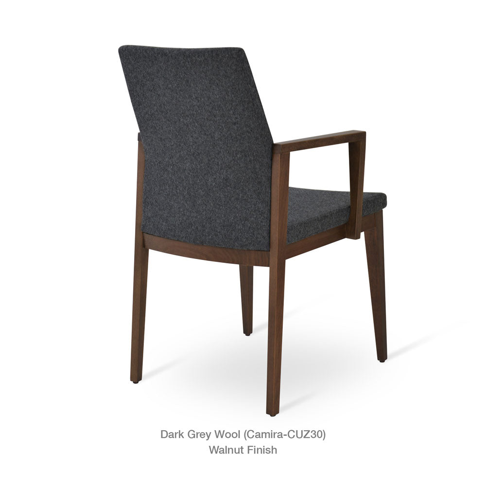 sohoConcept Pasha Wood Arm Chair Fabric Flexible Back in Solid Beech Wenge