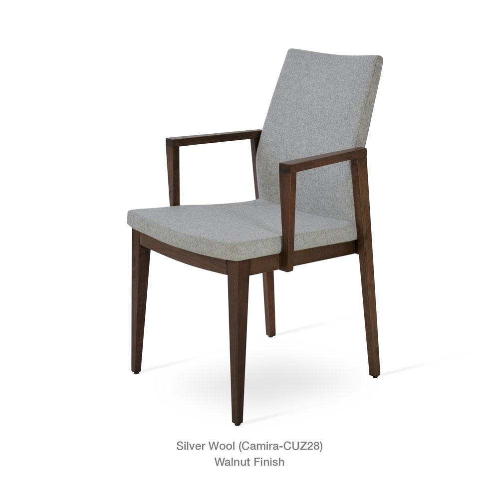 sohoConcept Pasha Wood Arm Chair Fabric Flexible Back in Natural Ash