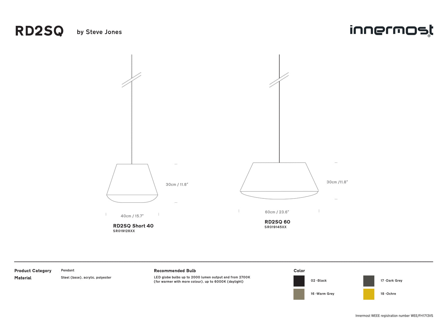 Innermost Lighting RD2SQ Pendant