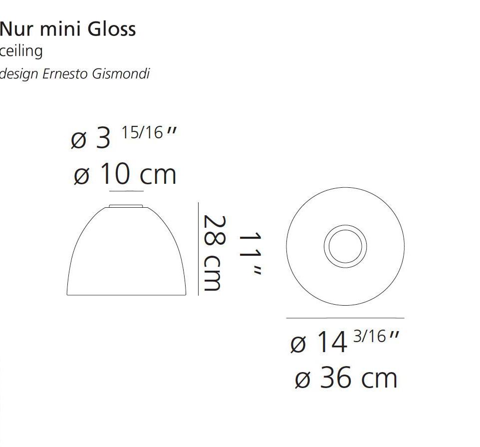 Artemide Nur Mini Gloss 15-inch White Black Ceiling Light A245508